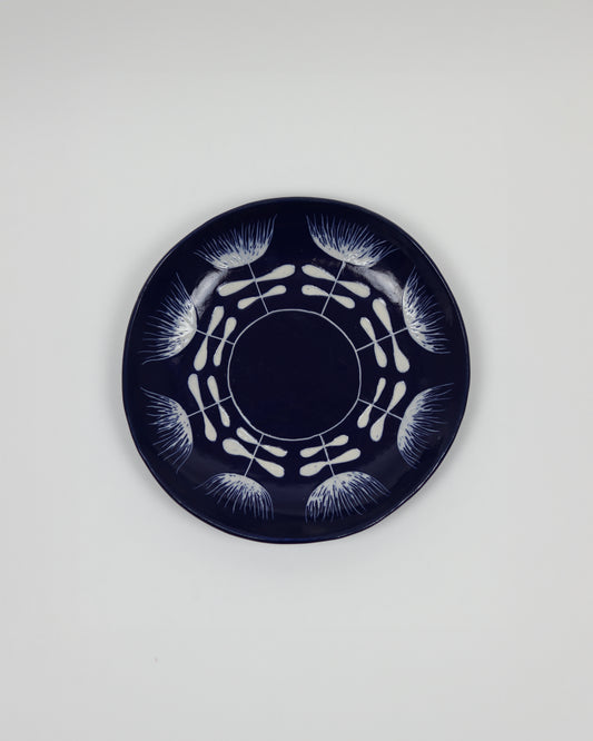 Cobalt Platter with Flowers