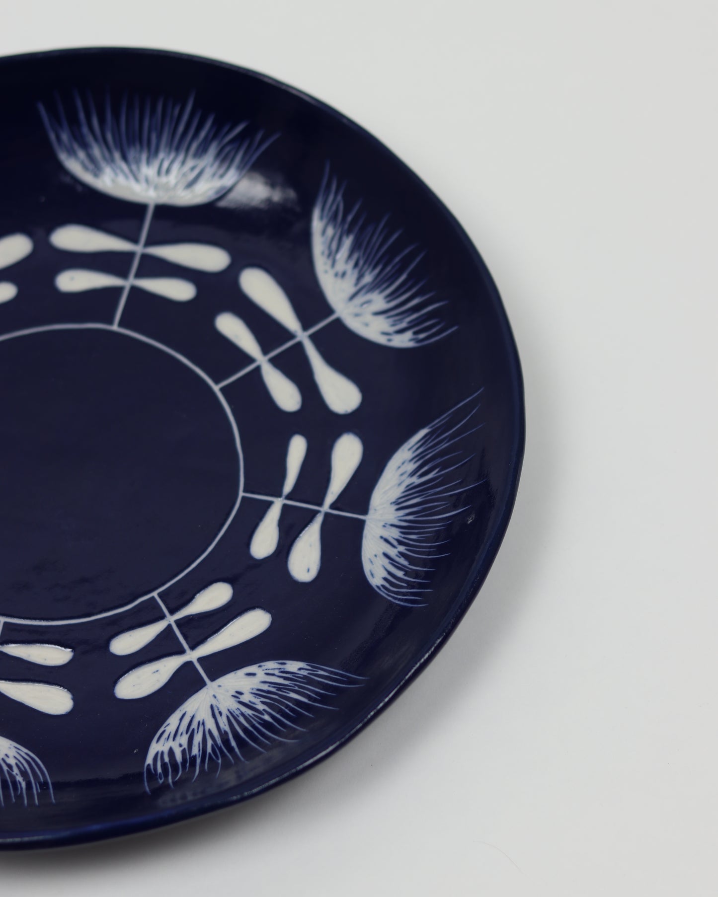 Cobalt Platter with Flowers