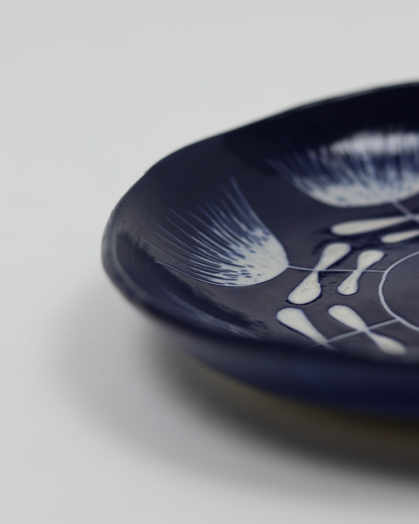 Cobalt Platter with Flowers