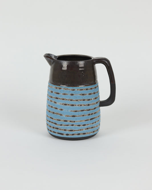 Blue Carved Pitcher