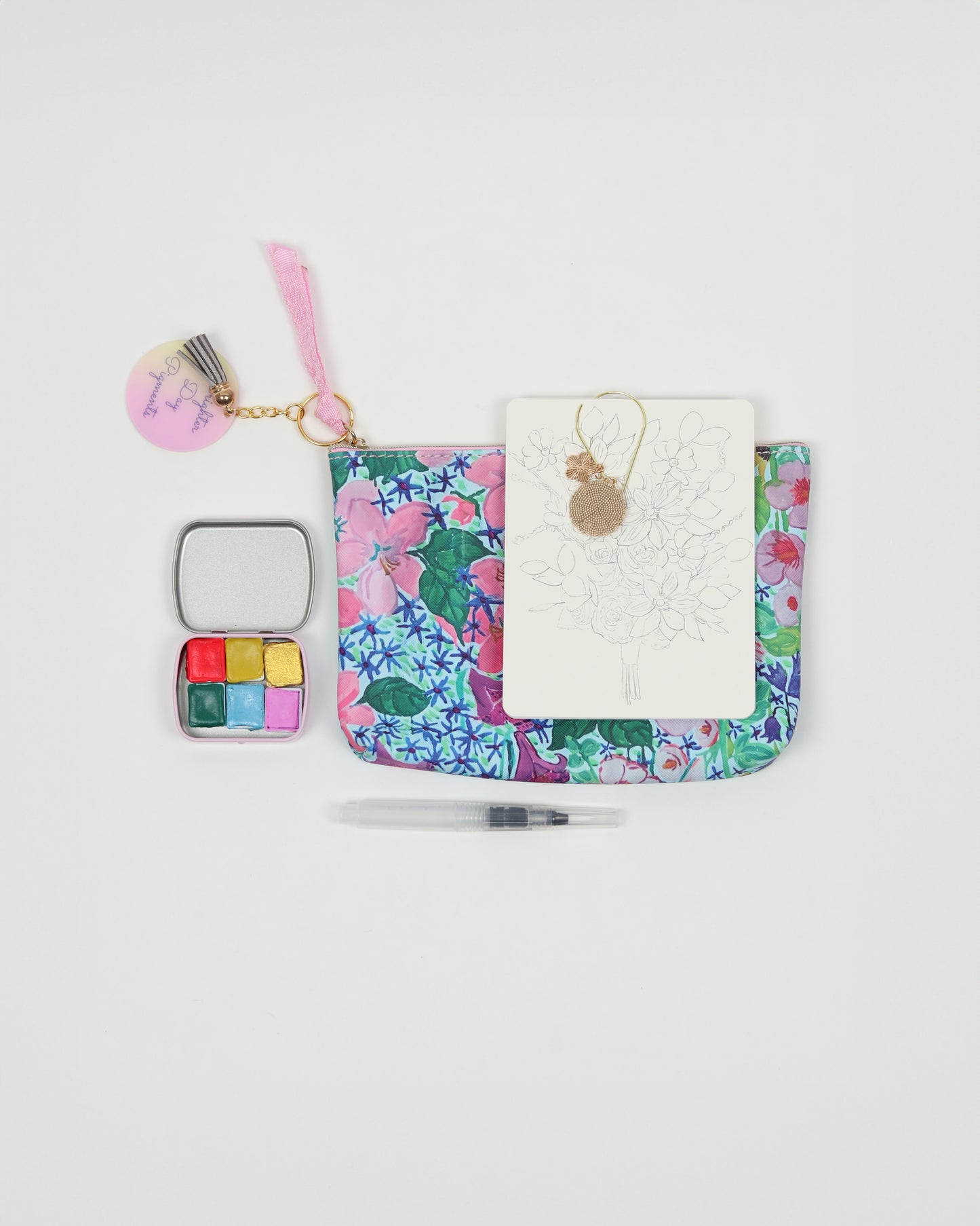 Pink Flower Painting Kit with Pouch