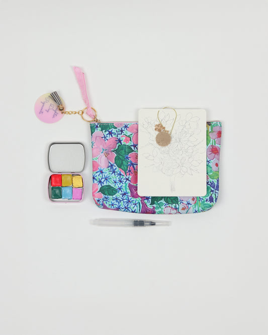 Pink Flower Painting Kit with Pouch