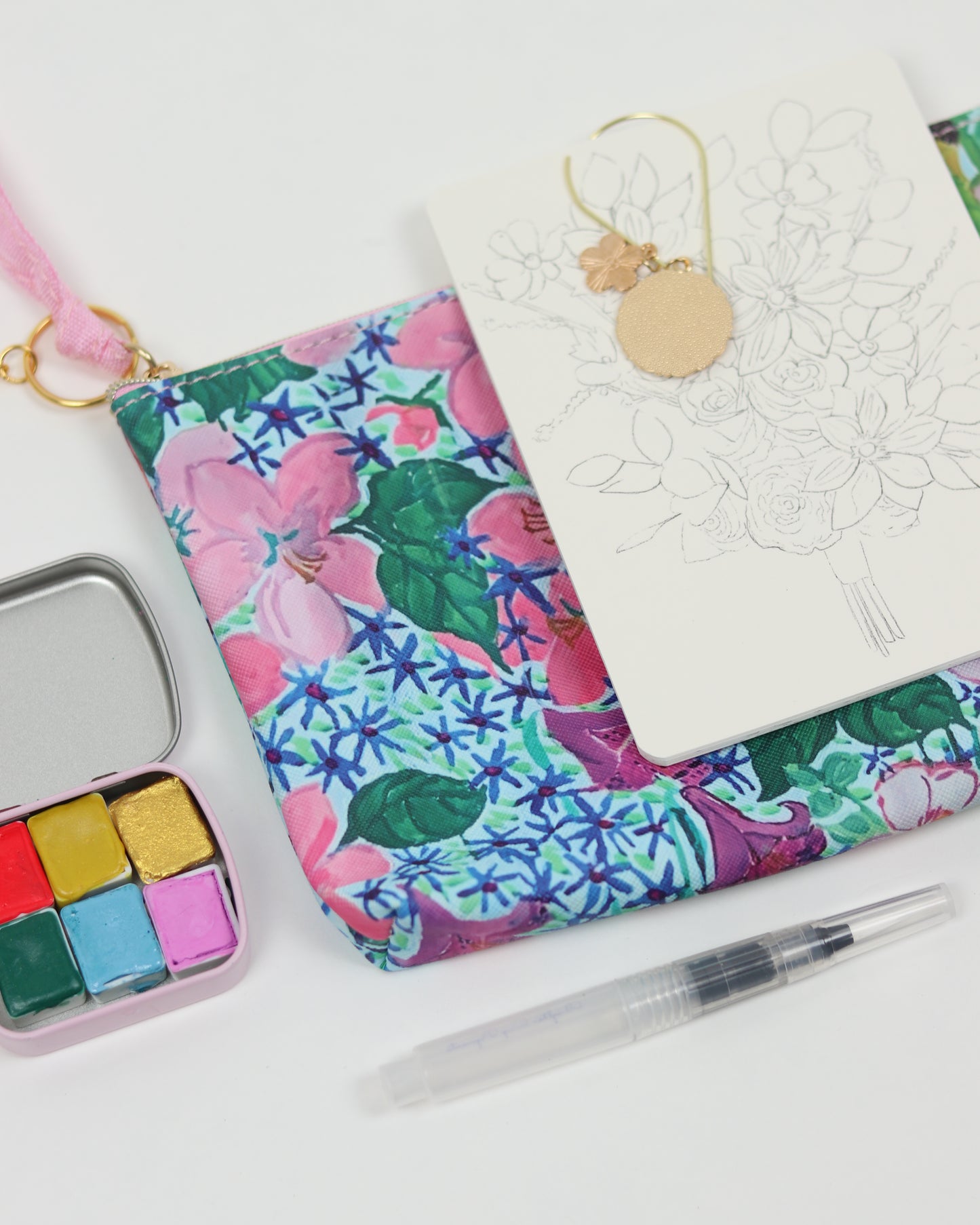 Pink Flower Painting Kit with Pouch