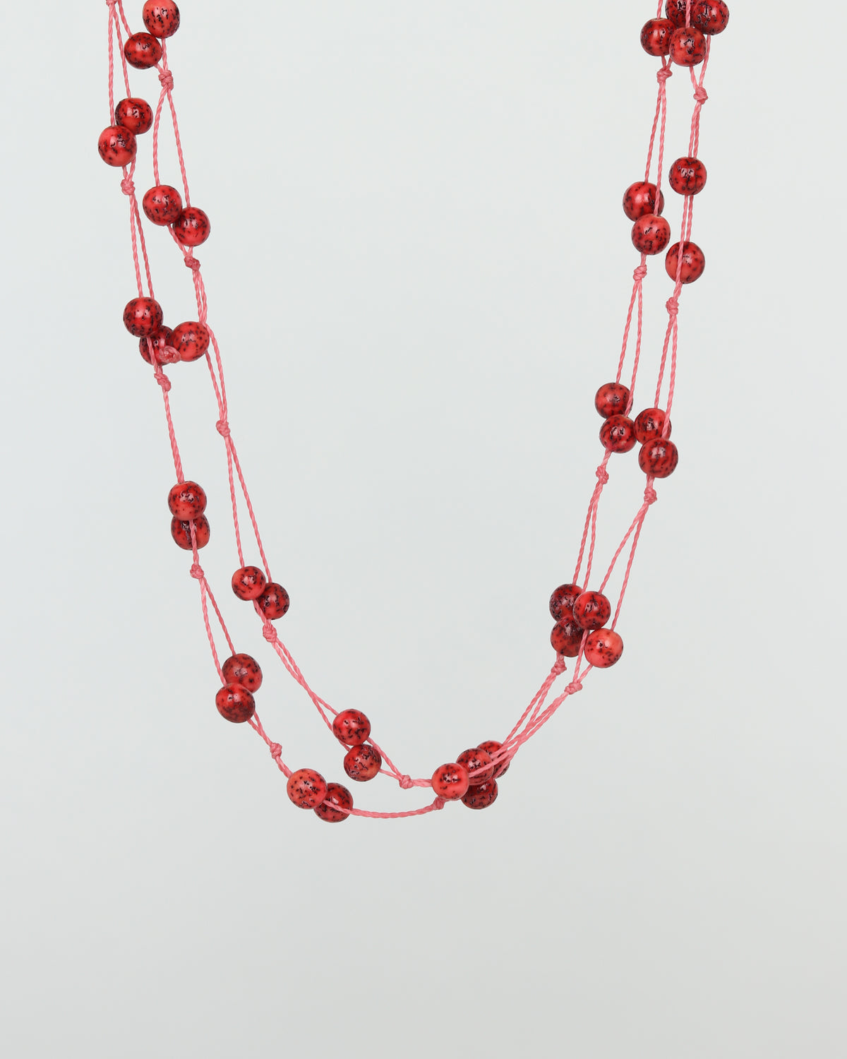 Natural Seed Bead Necklace in Red
