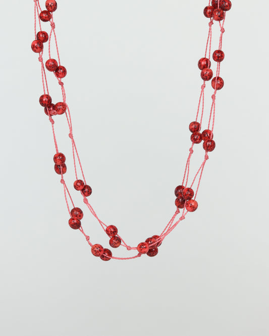 Natural Seed Bead Necklace in Red