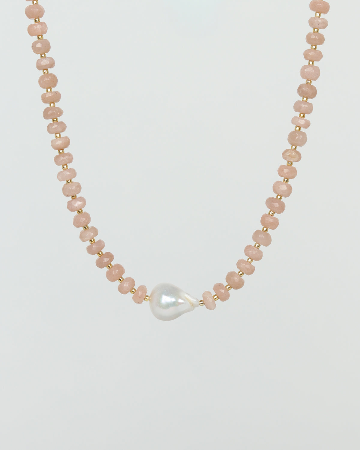 Peach Moonstone & Pearl Necklace