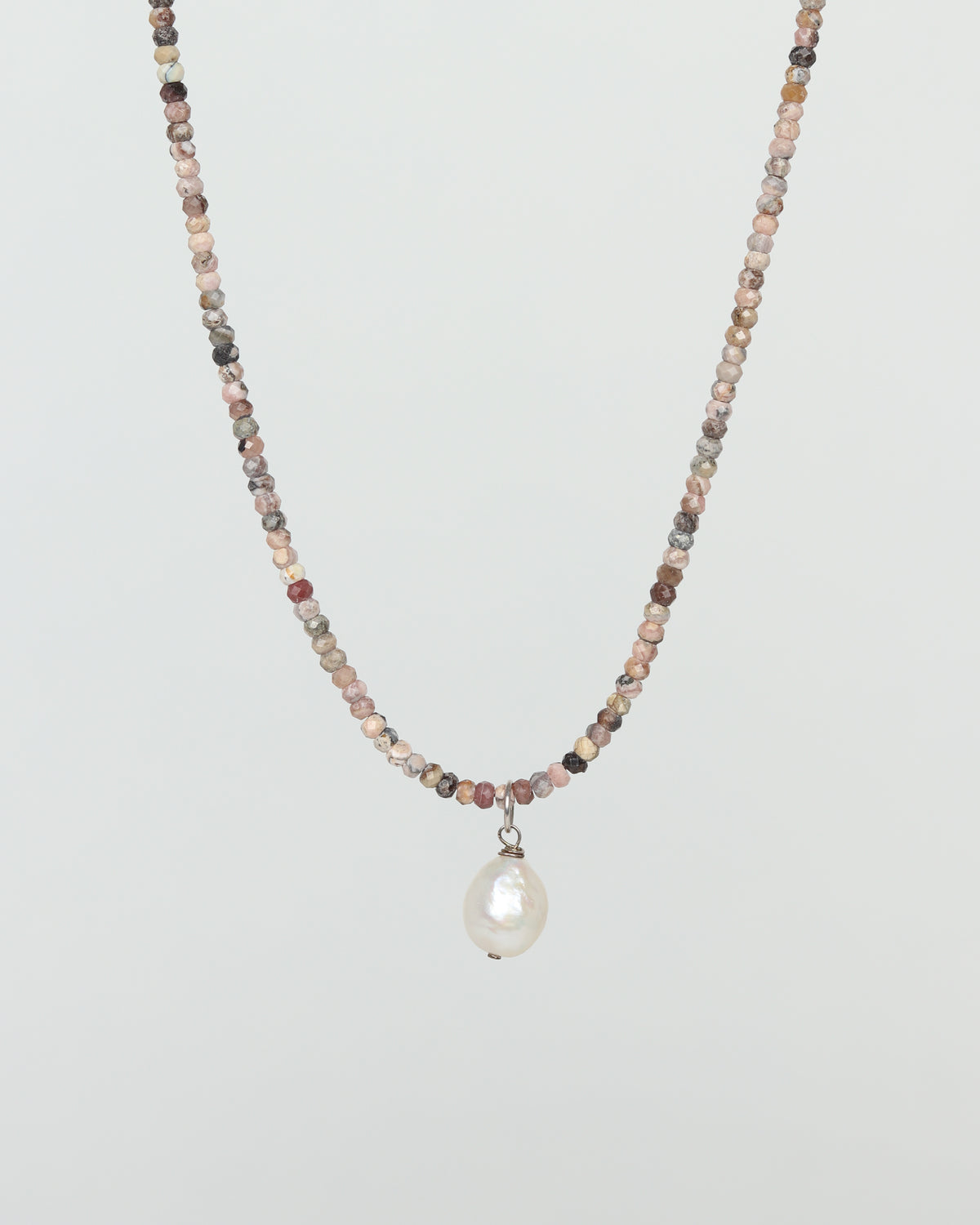 Rhodocrosite,Tourmaline & Pearl Necklace