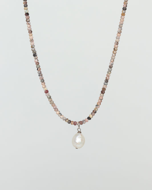 Rhodocrosite,Tourmaline & Pearl Necklace