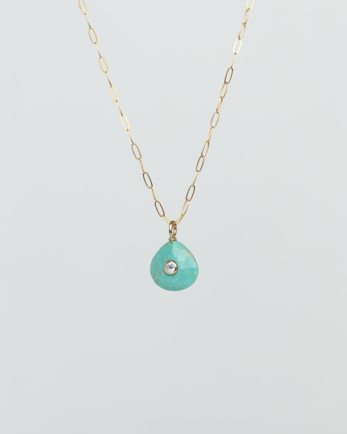 Turquoise & Quartz Crystal Gold Chain Necklace