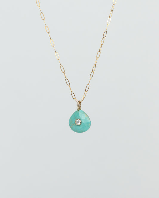 Turquoise & Quartz Crystal Gold Chain Necklace
