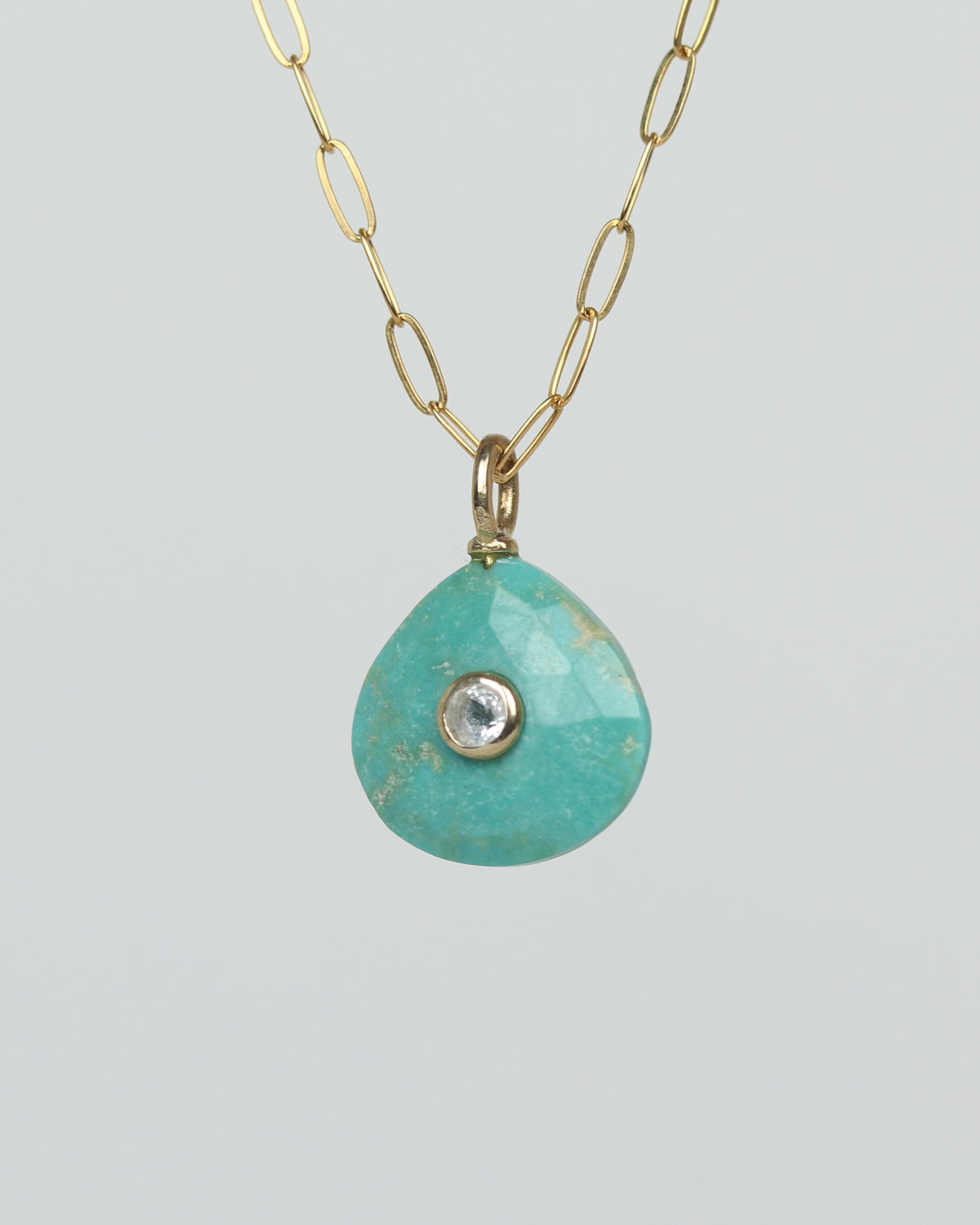 Turquoise & Quartz Crystal Gold Chain Necklace