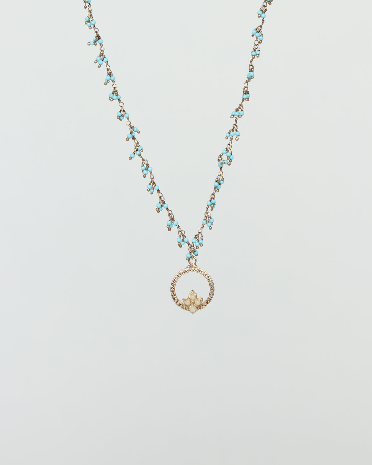 Vintage Charm Necklace with Turquoise gold chain