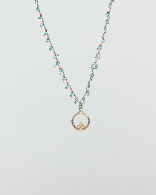 Vintage Charm Necklace with Turquoise gold chain