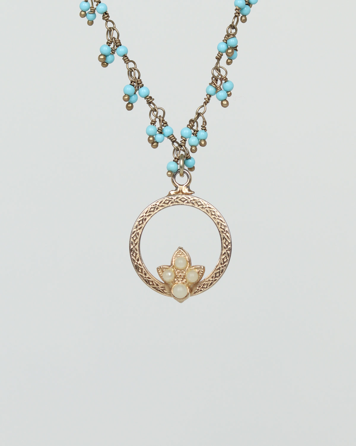 Vintage Charm Necklace with Turquoise gold chain