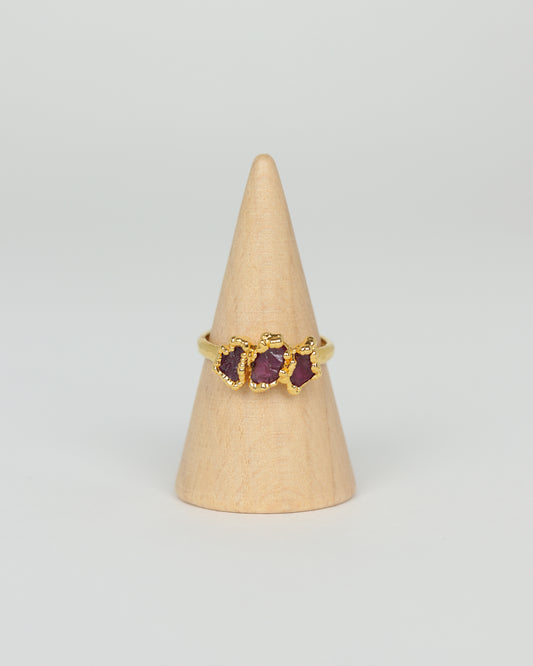 Three Stone Garnet Ring