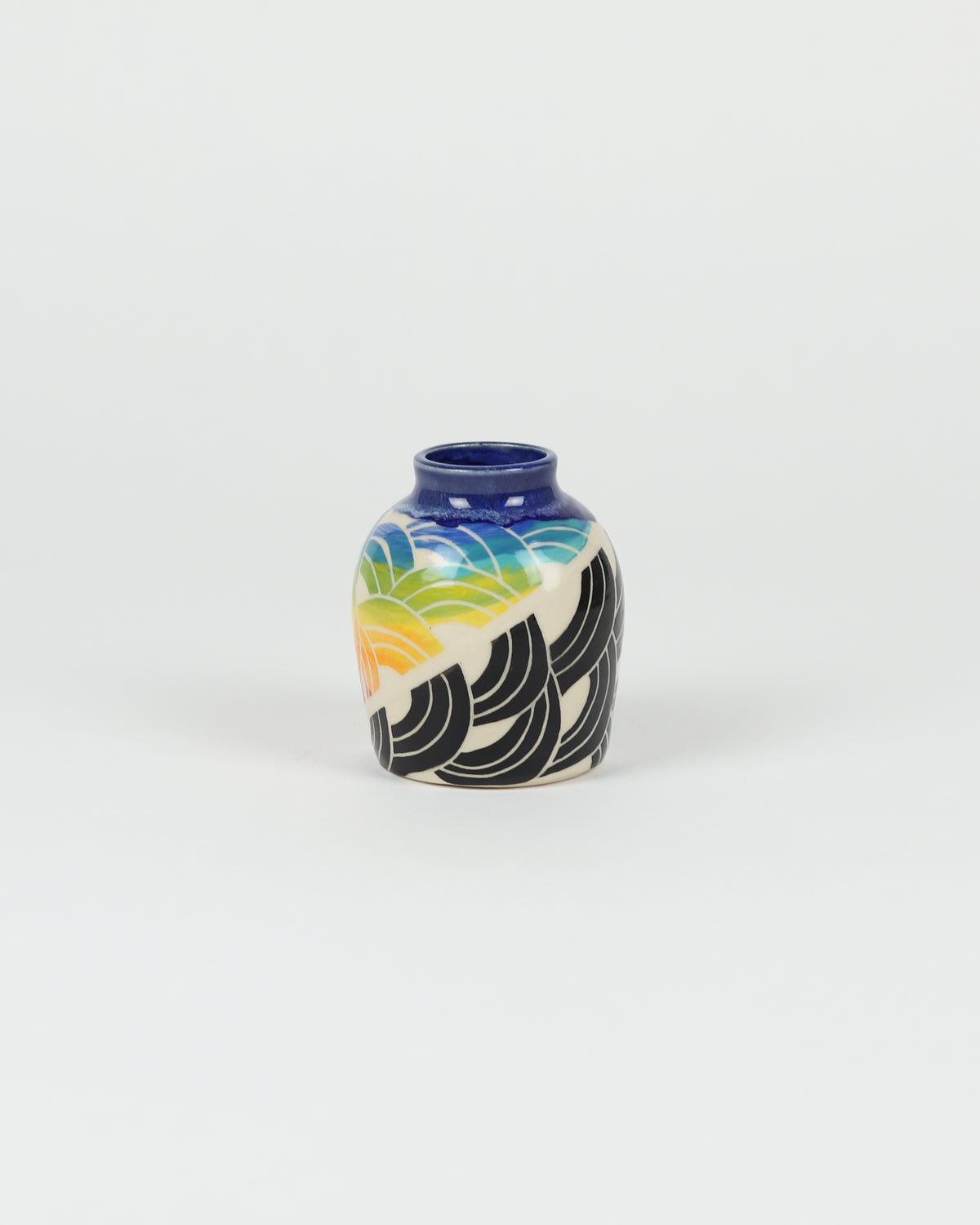 Rainbow Sgraffito Vase
