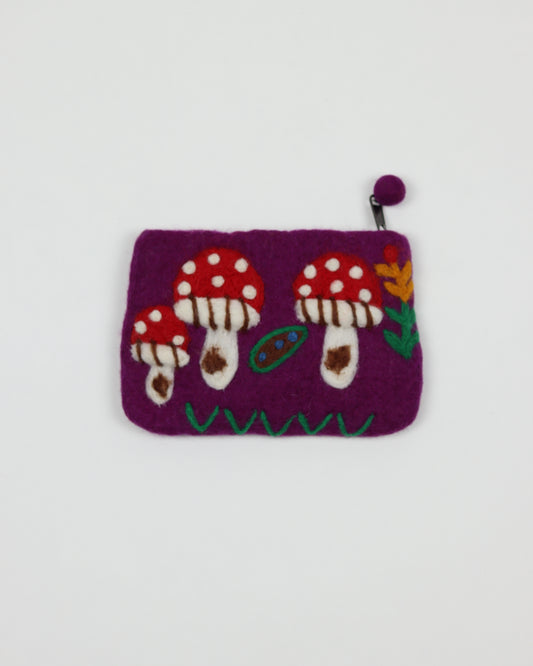 Purple Mushroom Zipper Pouch