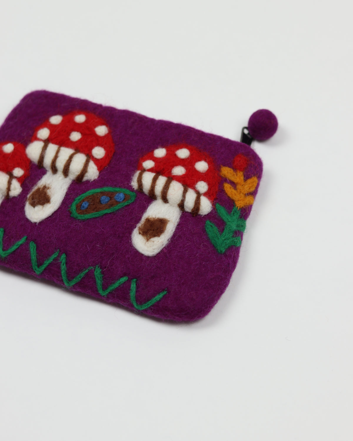 Purple Mushroom Zipper Pouch