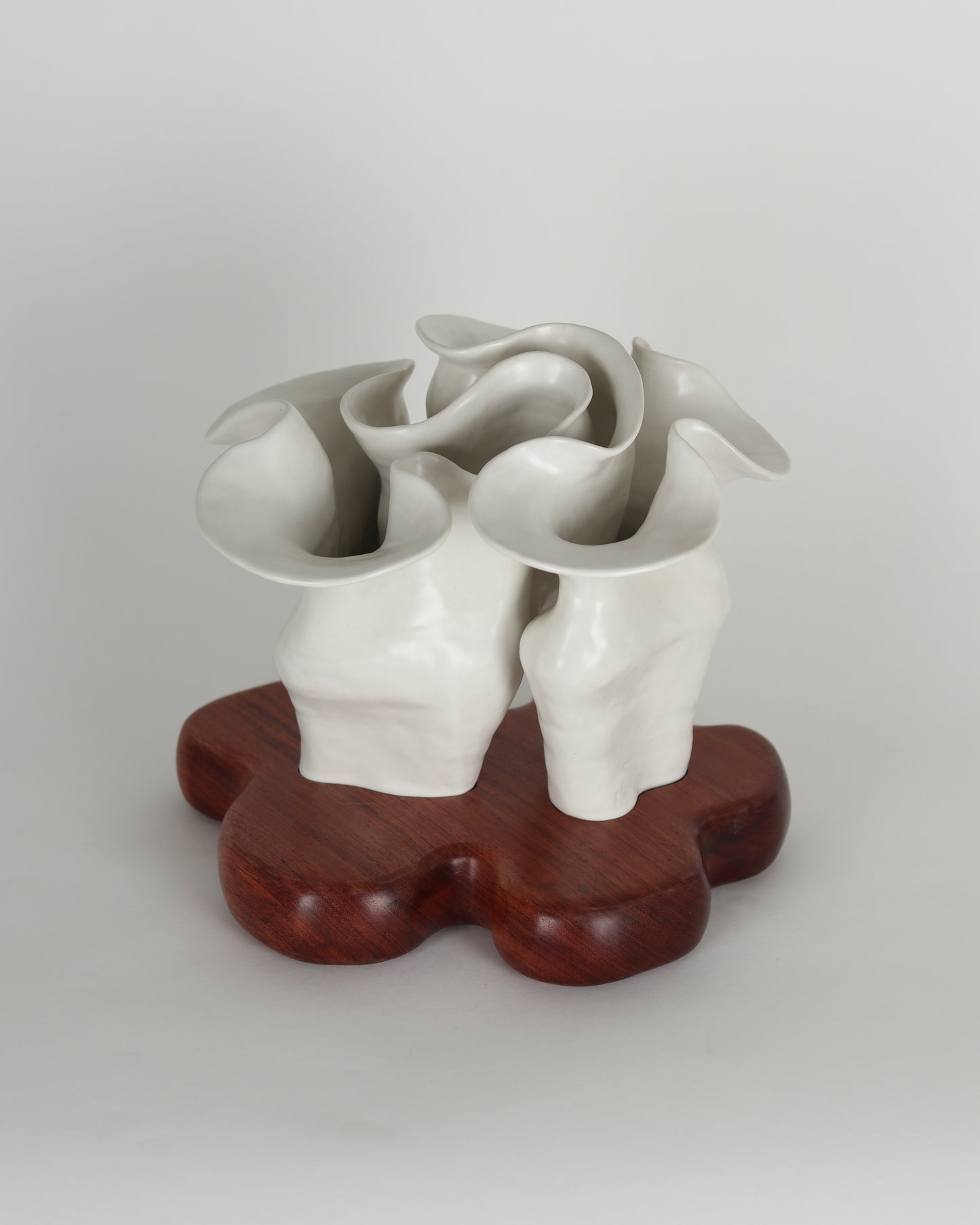 Flow Vases on Bubinga Wood Base-3 Pieces