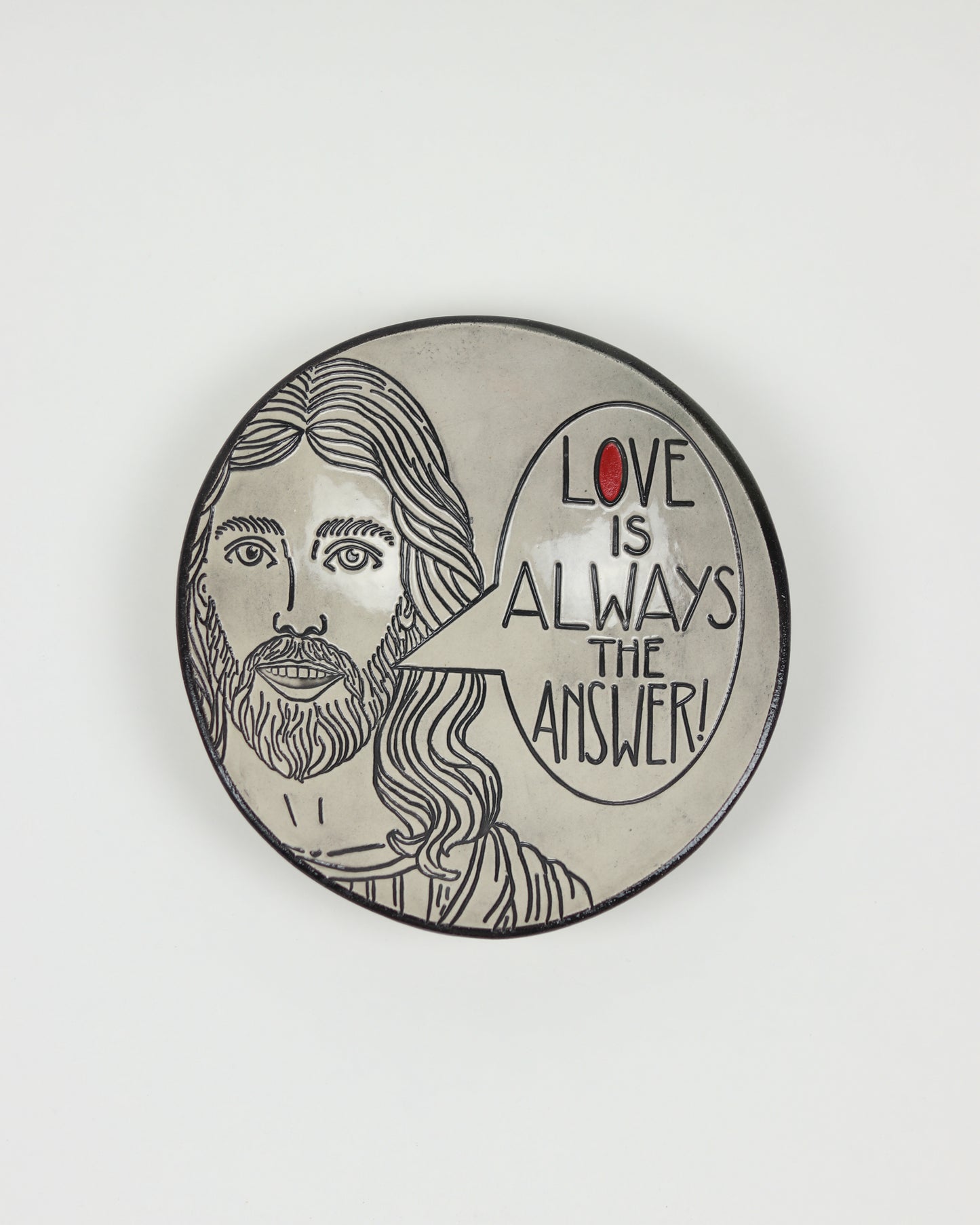 Love Is Always The Answer (Jesus Quote) Carved Bowl