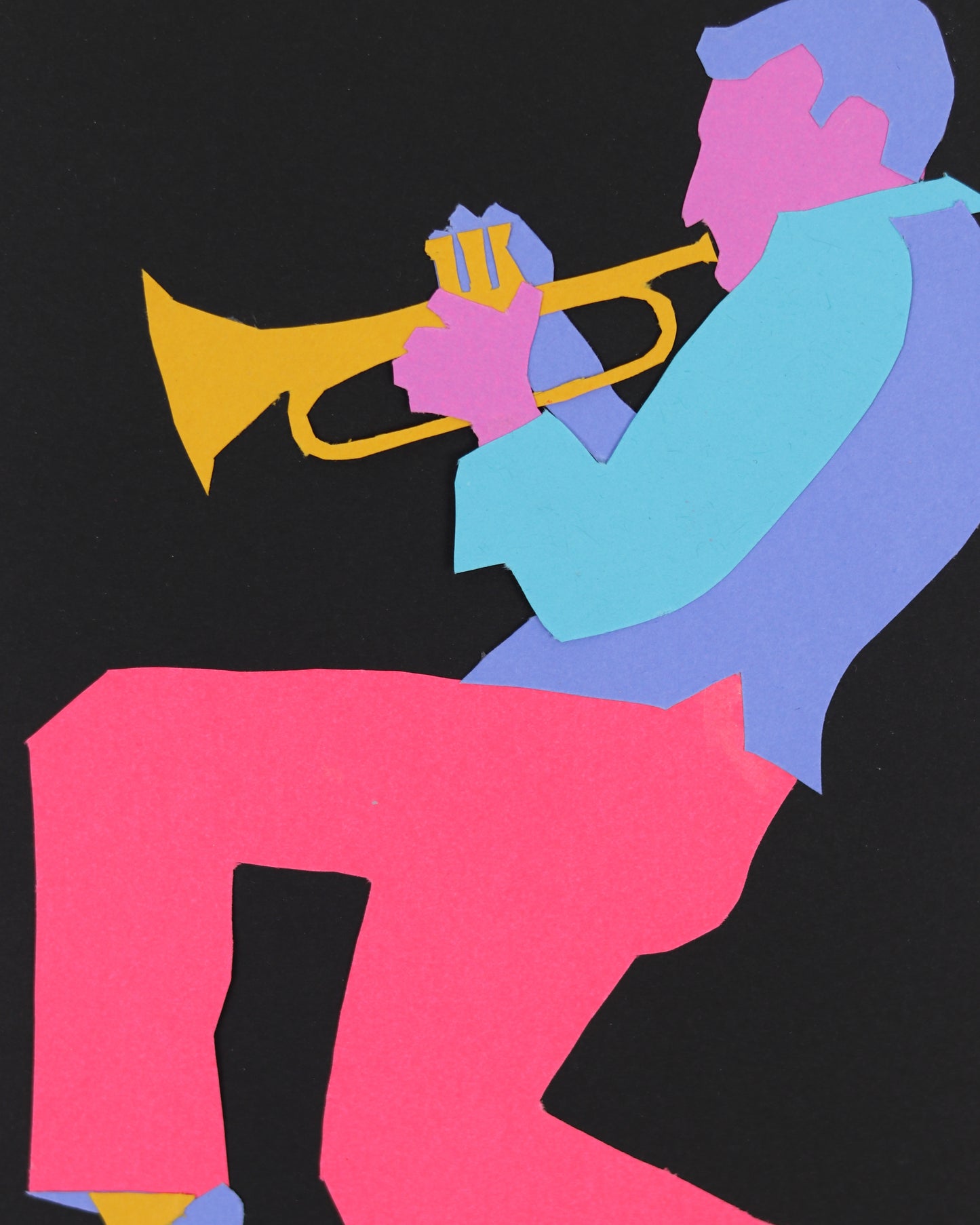 Jazz Trumpeter Paper Collage