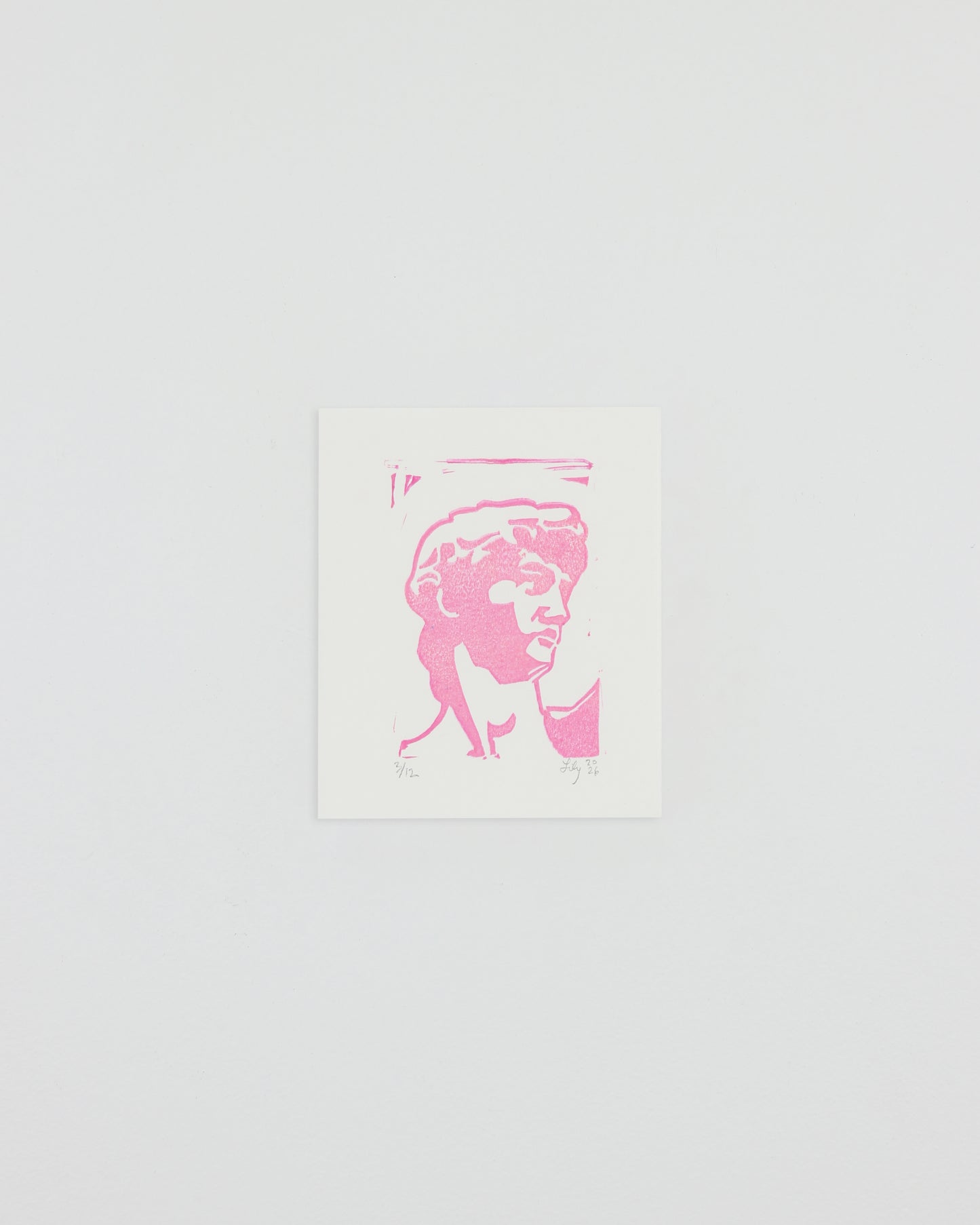 David Original Linocut Pink