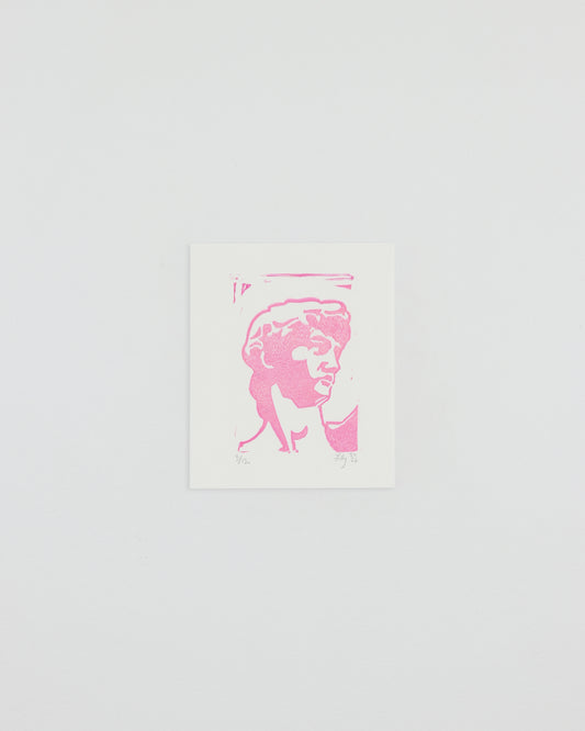 David Original Linocut Pink