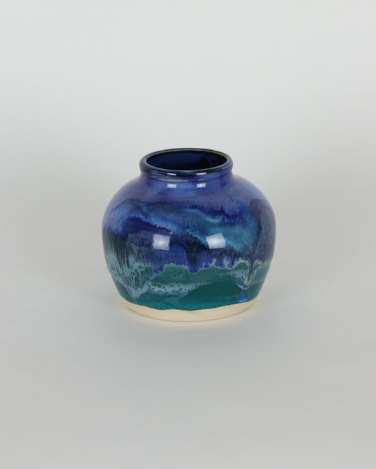 Squatty Blue Vase