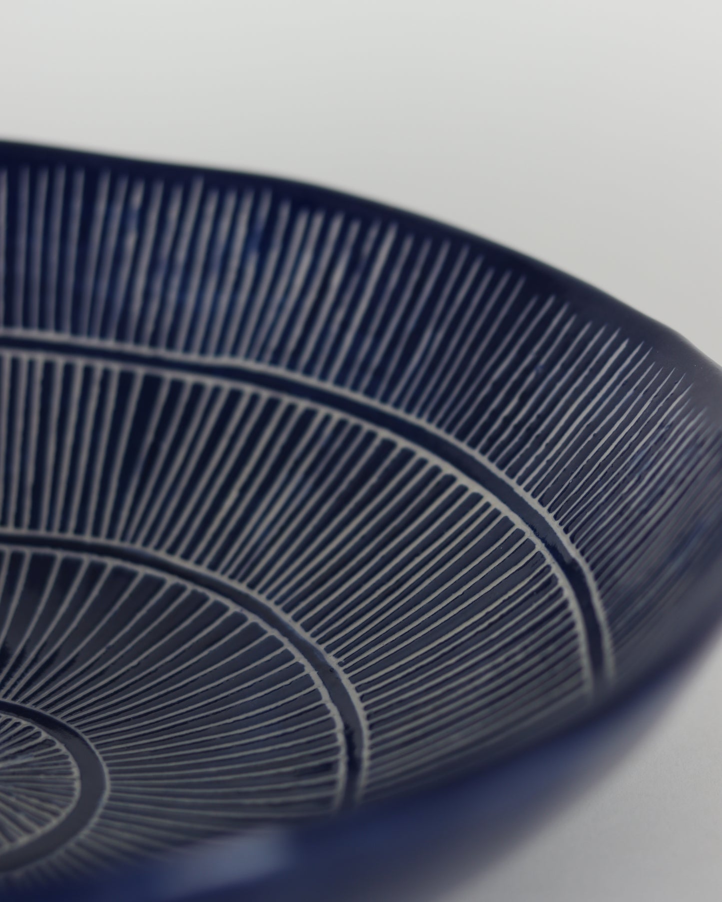 Large Blue Bowl with White Lines