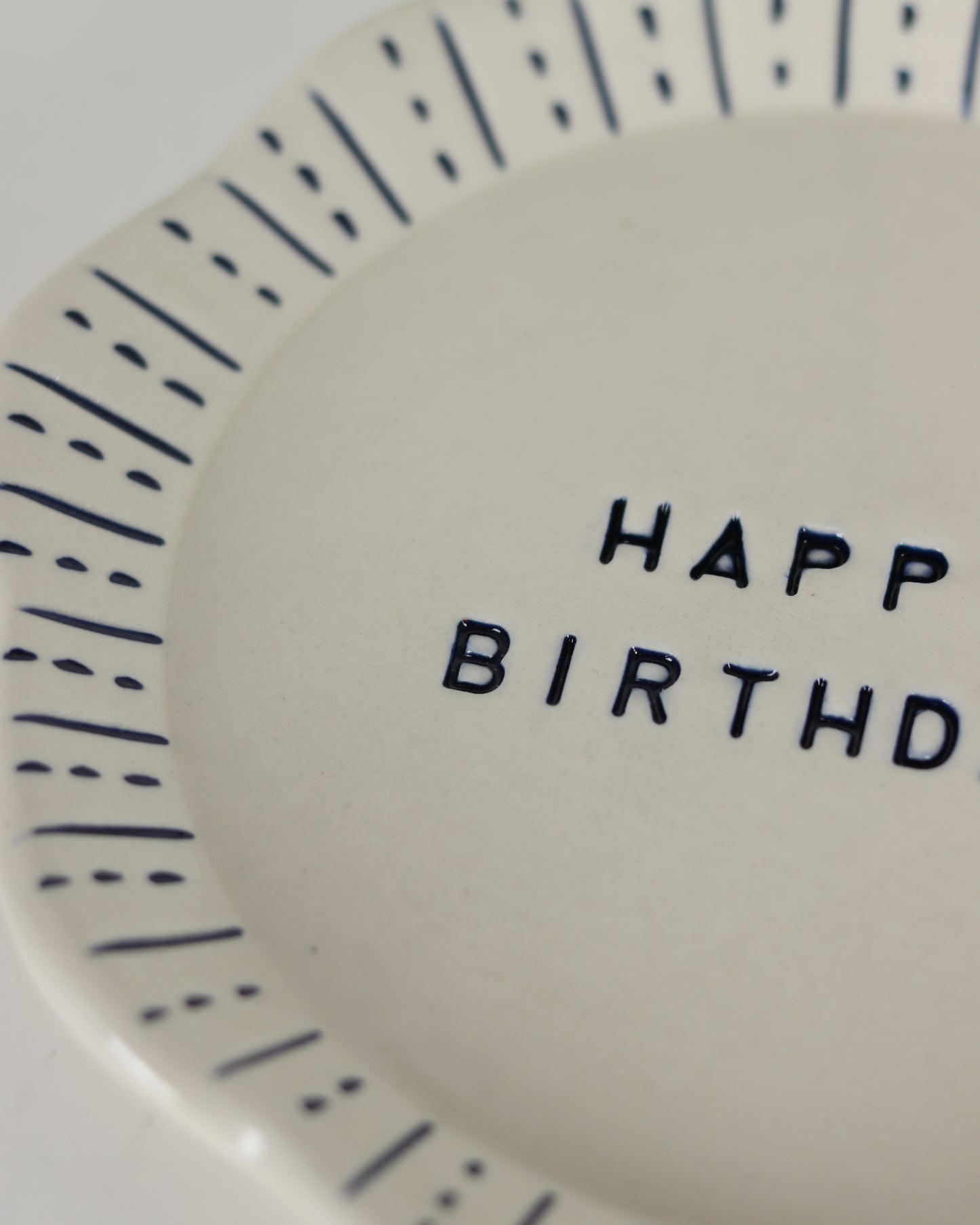 Happy Birthday Plate with Blue Stripes & Dashes