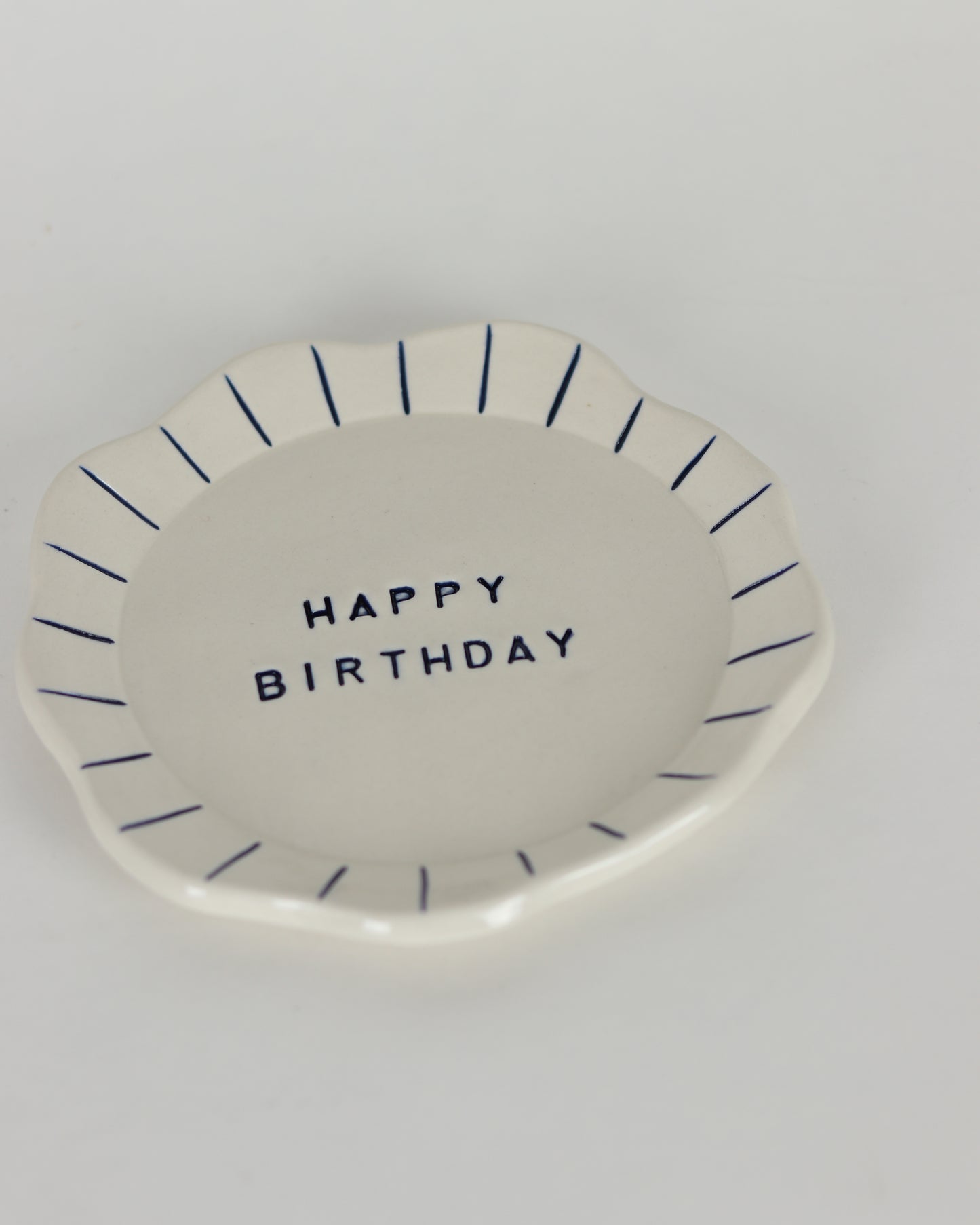 Happy Birthday Plate with Blue Stripes