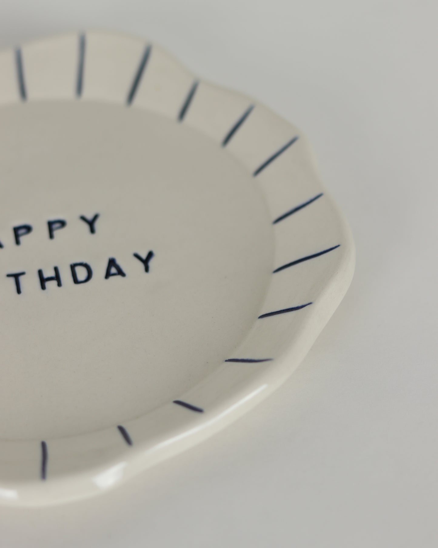 Happy Birthday Plate with Blue Stripes