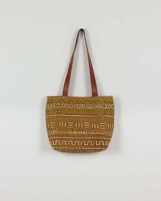 Mustard Vintage Mud Cloth Tote 2