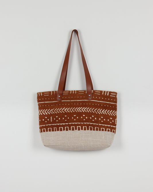 Brown Vintage Mud Cloth Tote