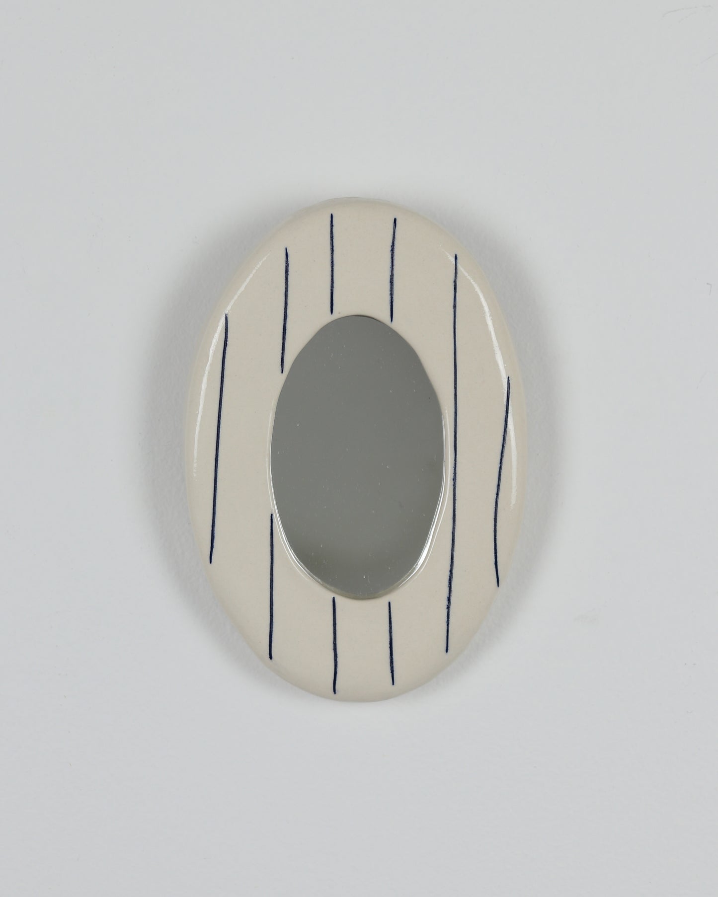 Blue Striped Ceramic Mirror