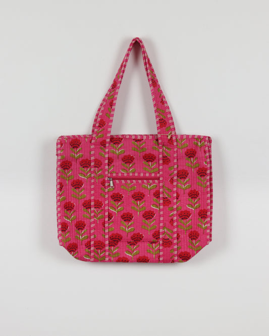 Fuchsia Blockprint Tote