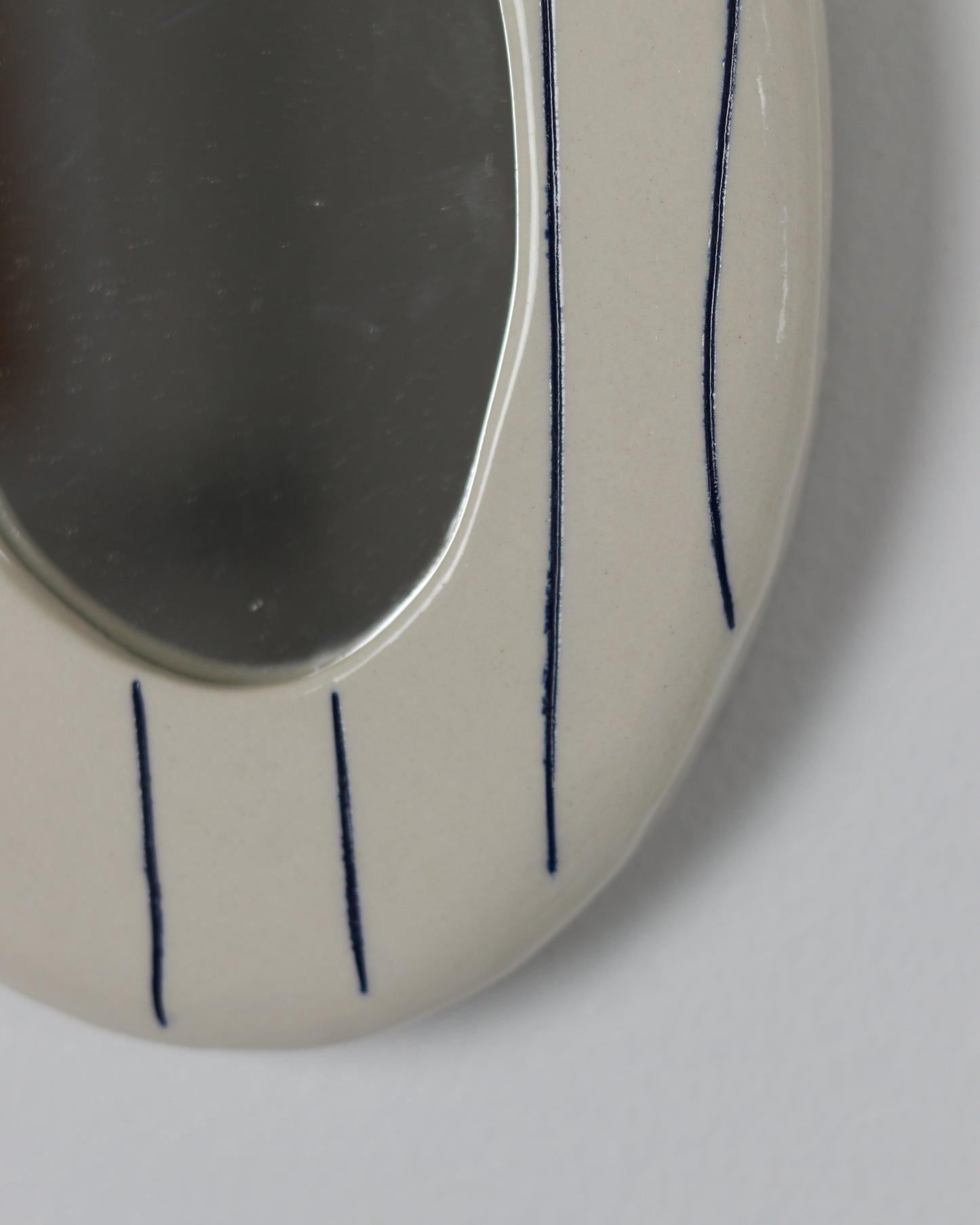 Blue Striped Ceramic Mirror