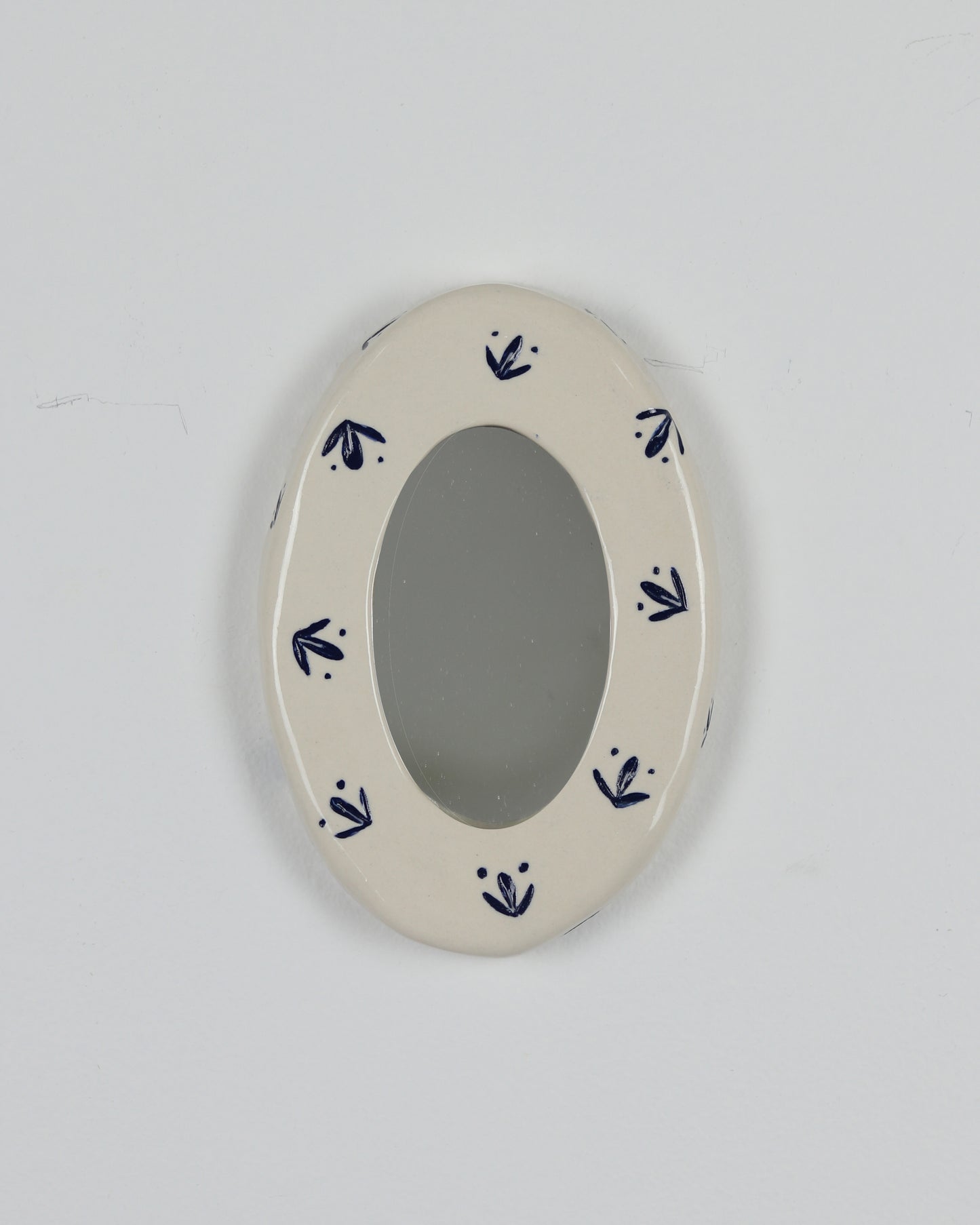 Blue Leaves Ceramic Mirror