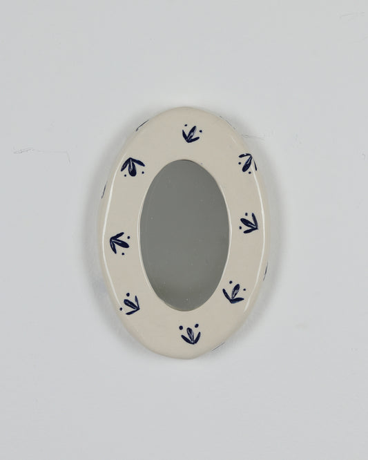 Blue Leaves Ceramic Mirror