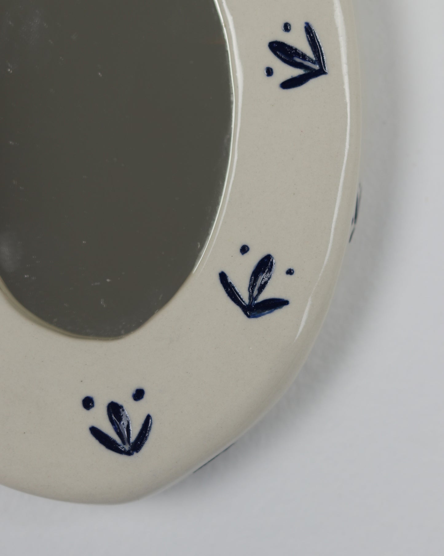 Blue Leaves Ceramic Mirror