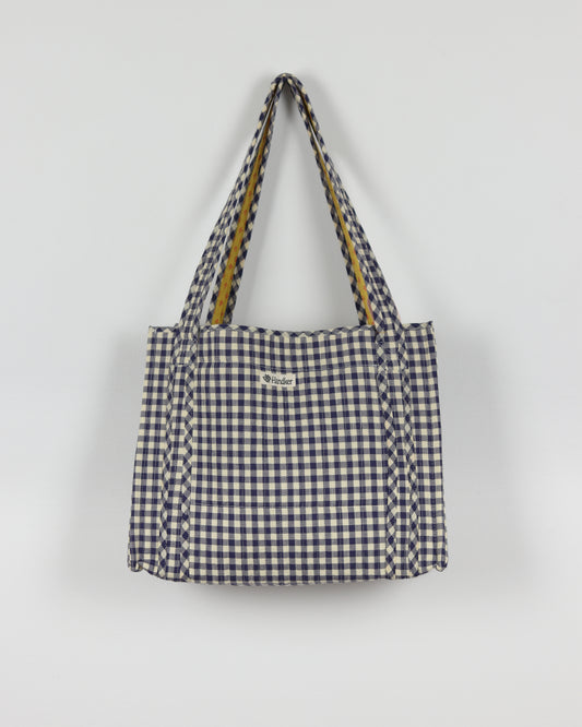 Navy Gingham Tote