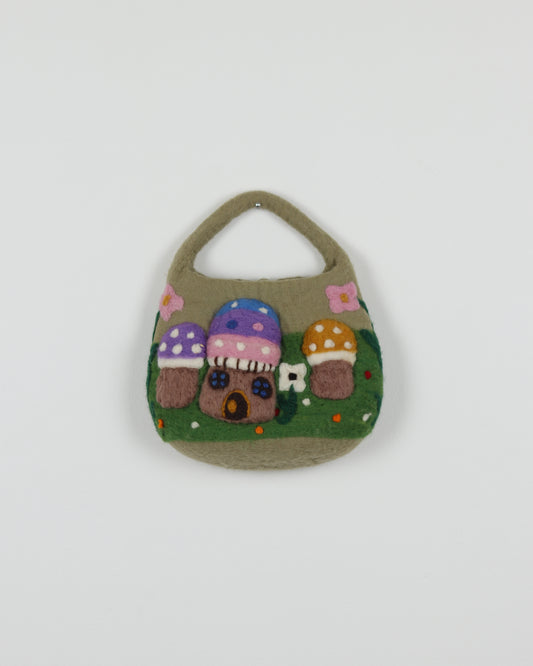 Mushroom House Felted Wool Bag