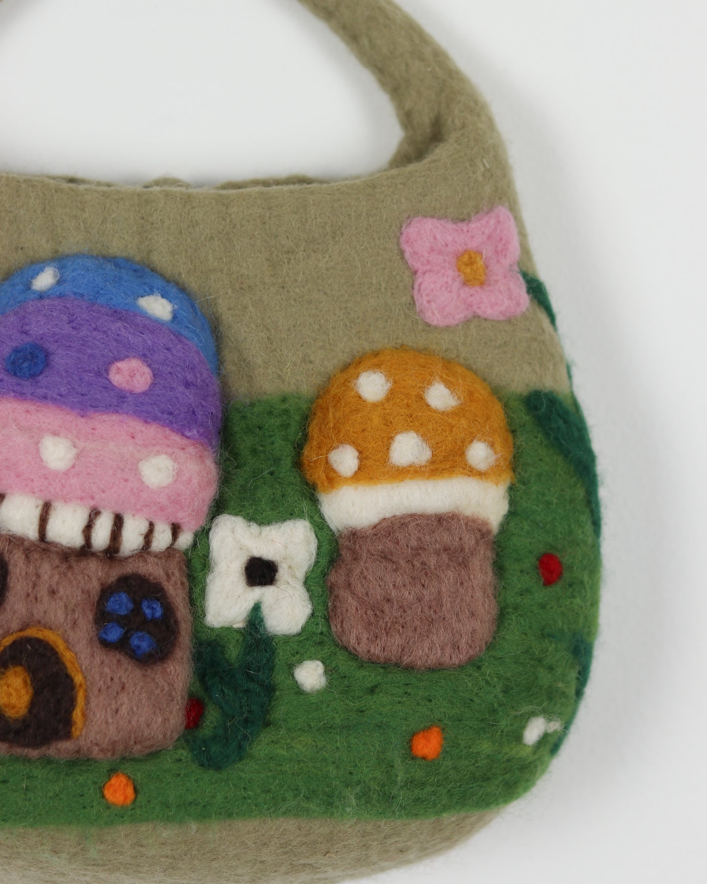 Mushroom House Felted Wool Bag