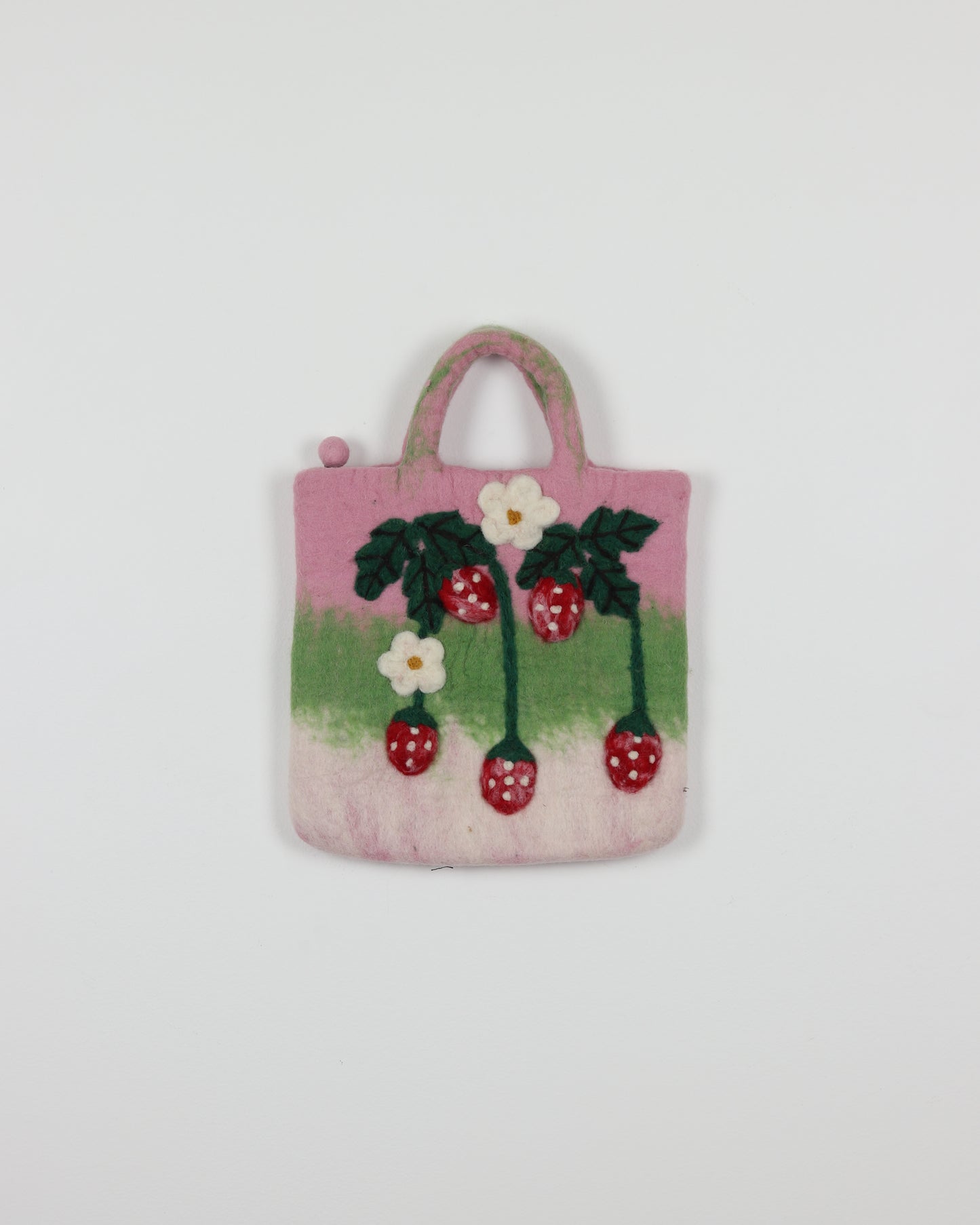 Strawberry Felted Wool Bag