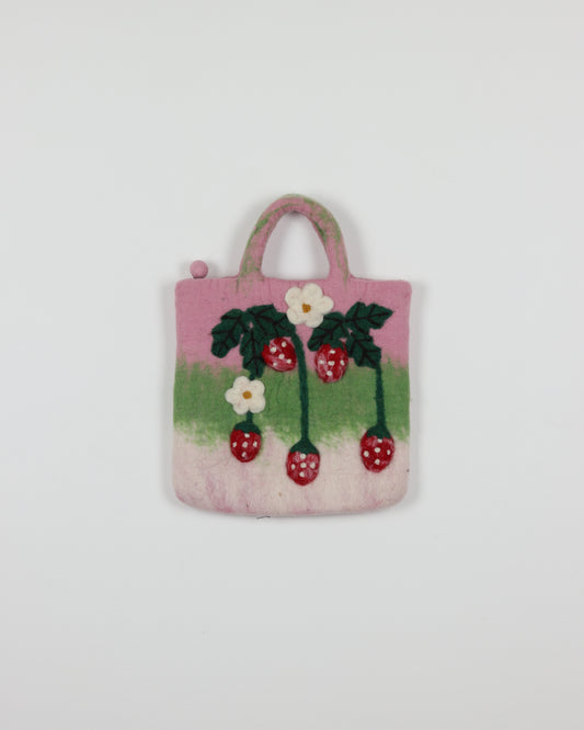 Strawberry Felted Wool Bag