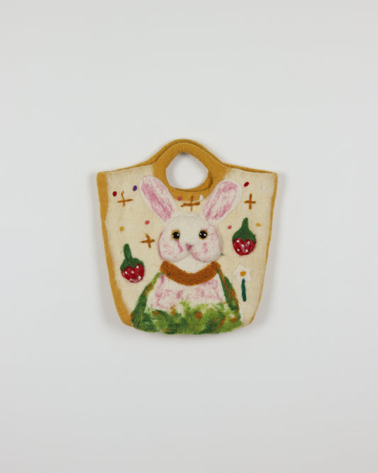 Mustard Bunny Felted Wool Bag