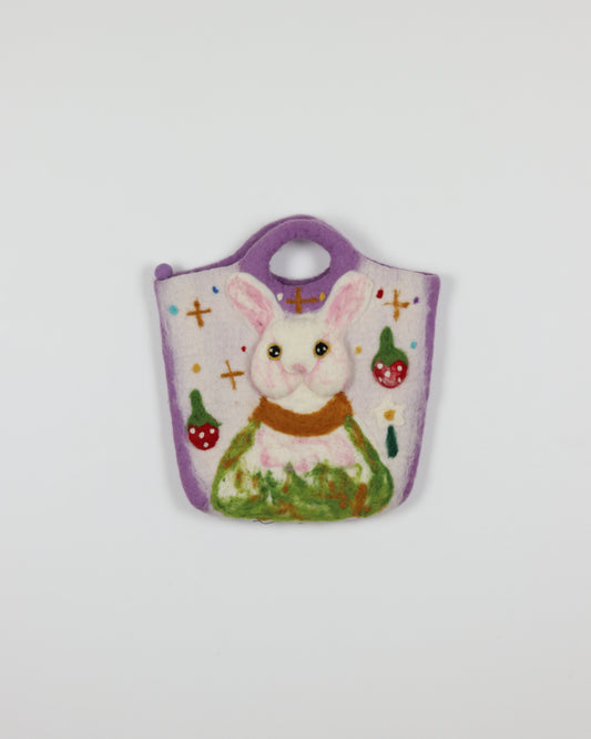 Purple Bunny Felted Wool Bag