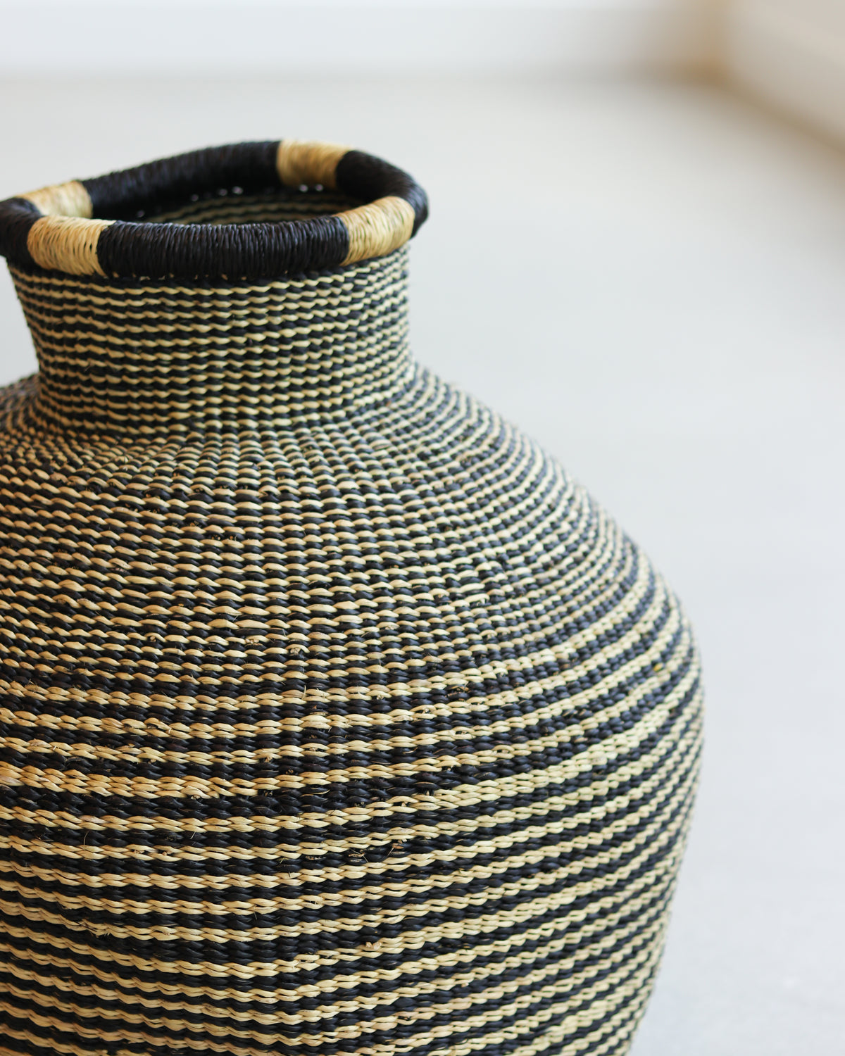 Black & Natural Stripe Large Jemima Basket